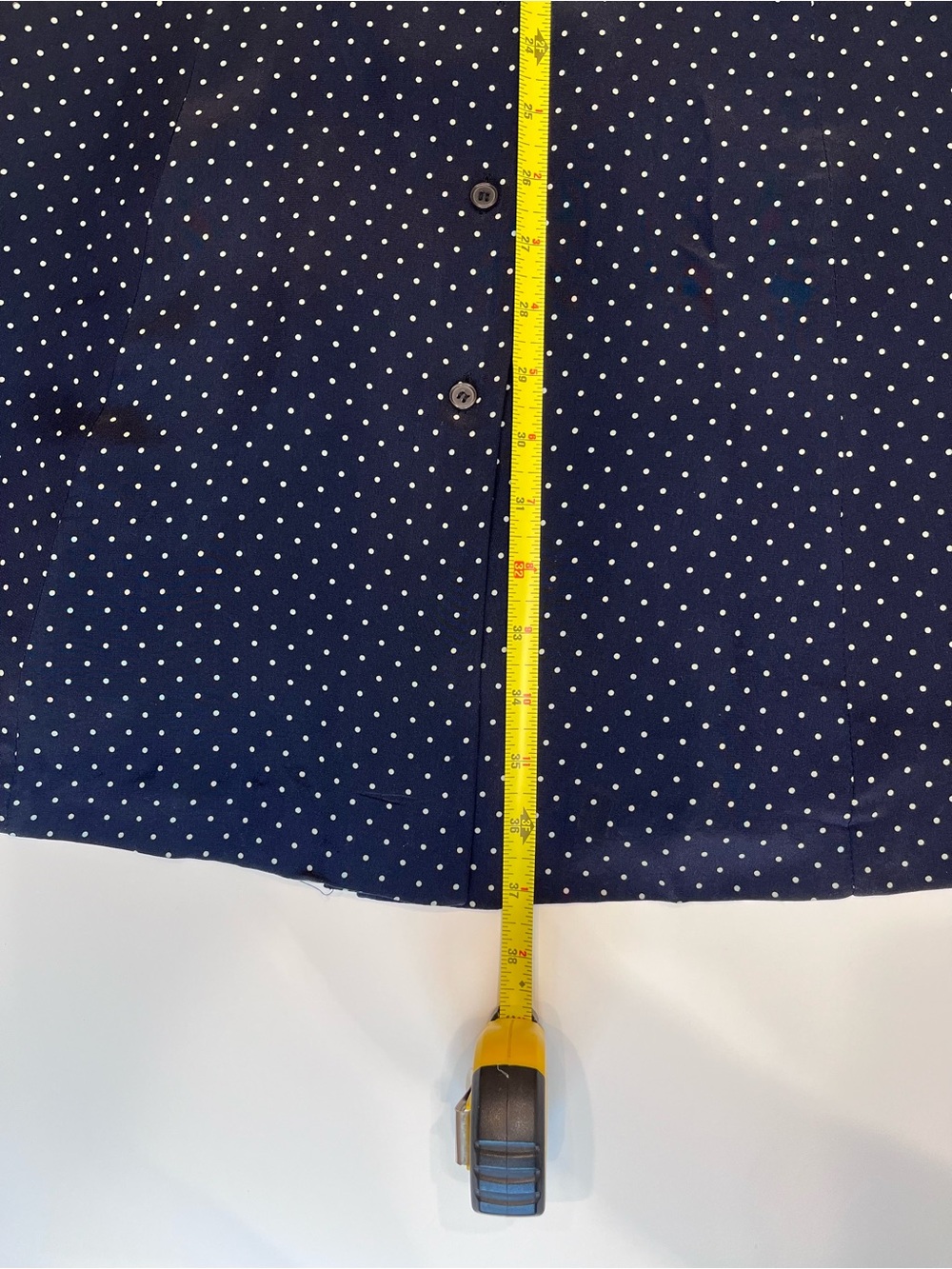 Vintage Jones New York Silk Navy Polka Dot Button-Front Mini Dress - Picture 3 of 7
